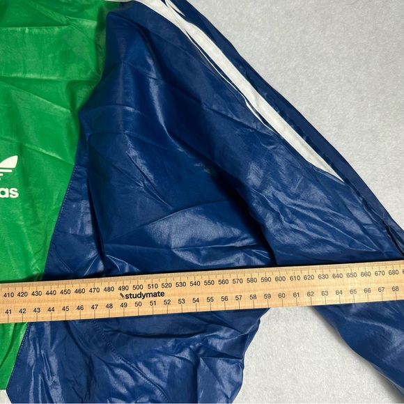 ADDIDAS VTG Striped  Colour Block Jacket Windbreaker Hoodie size M Green - Picture 10 of 11
